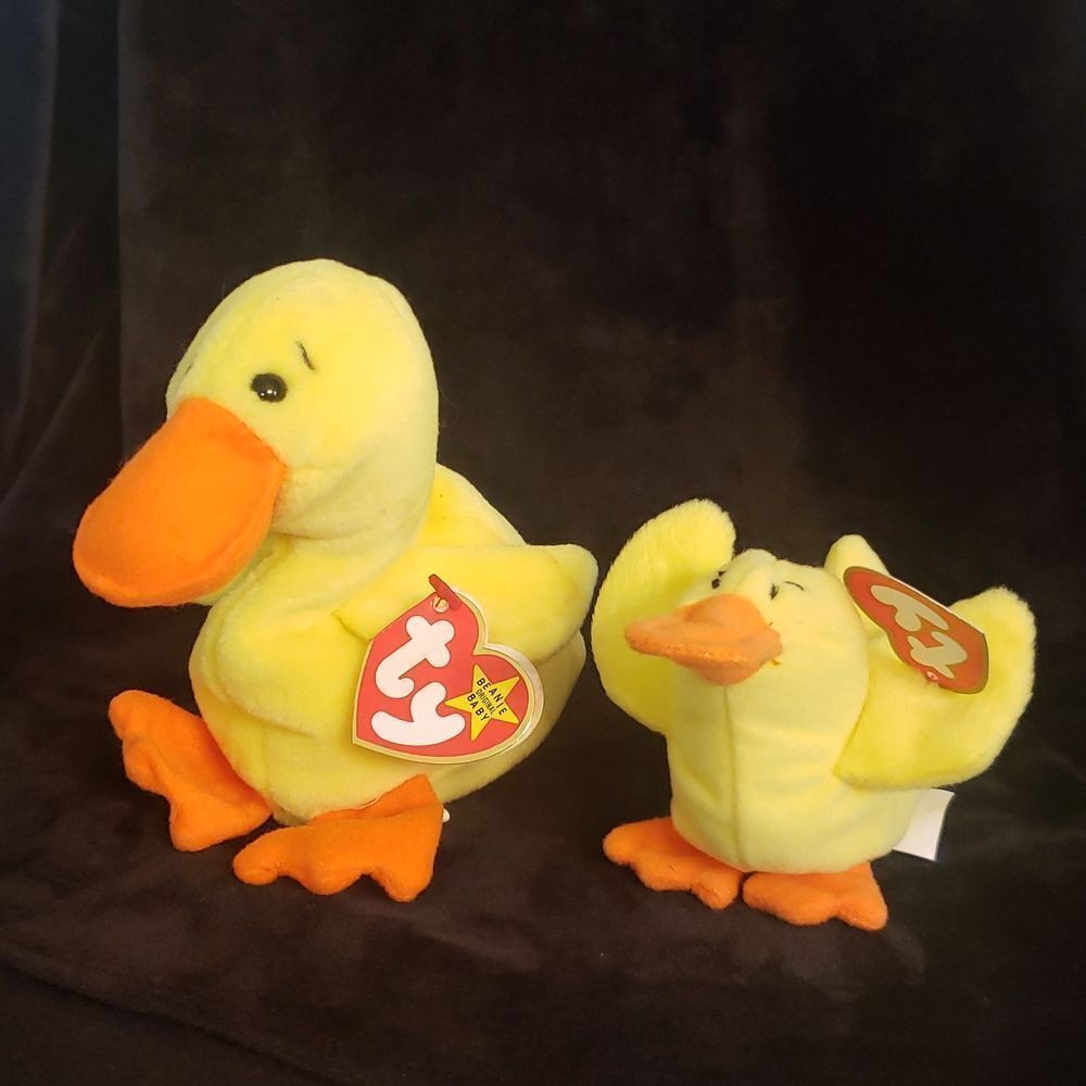 Vintage 1993 Ty Beanie Baby QUACKERS the Duck and Teeny Beanie QUACKS
